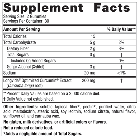 Zero Sugar Curcumin Gummies 60 Gummies