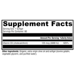 Load image into Gallery viewer, d3-5000-60-softgels supplement details. For any questions contact us at contact@goldenhealthquest.com
