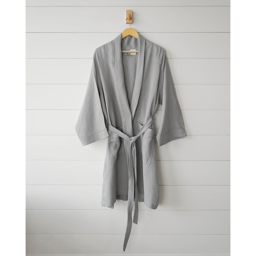 Hanging robe in dove grey linen [45949480829147, 45949488103643]