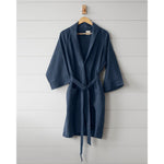 Load image into Gallery viewer, Hanging robe in navy blue linen [45949488136411, 45949488169179]
