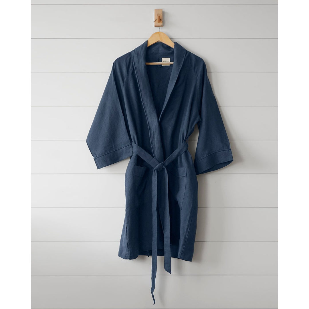 Hanging robe in navy blue linen [45949488136411, 45949488169179]
