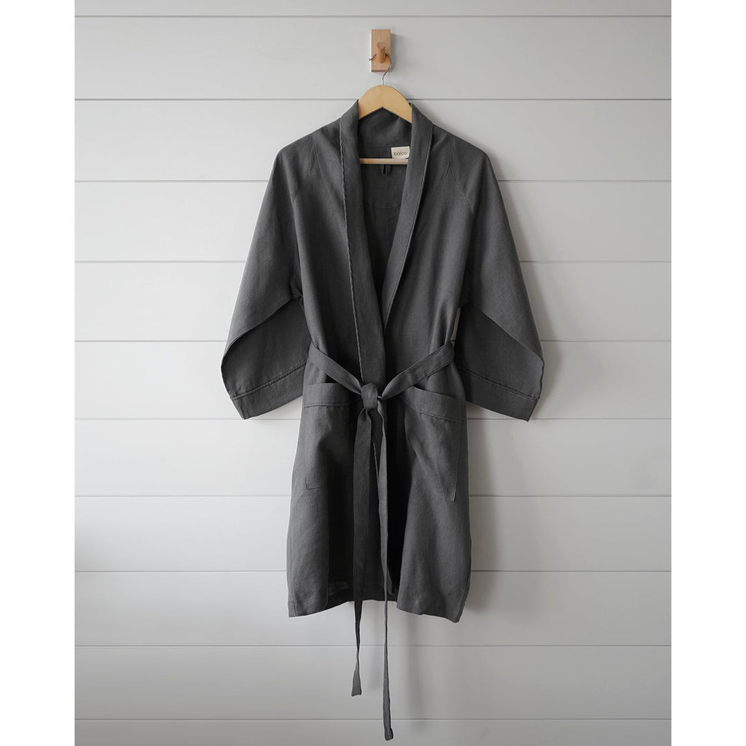 Hanging robe in charcoal linen [45949489316059, 45949489348827]