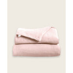 Load image into Gallery viewer, a folded linen duvet cover in pink [32783545696336, 32783545303120]
