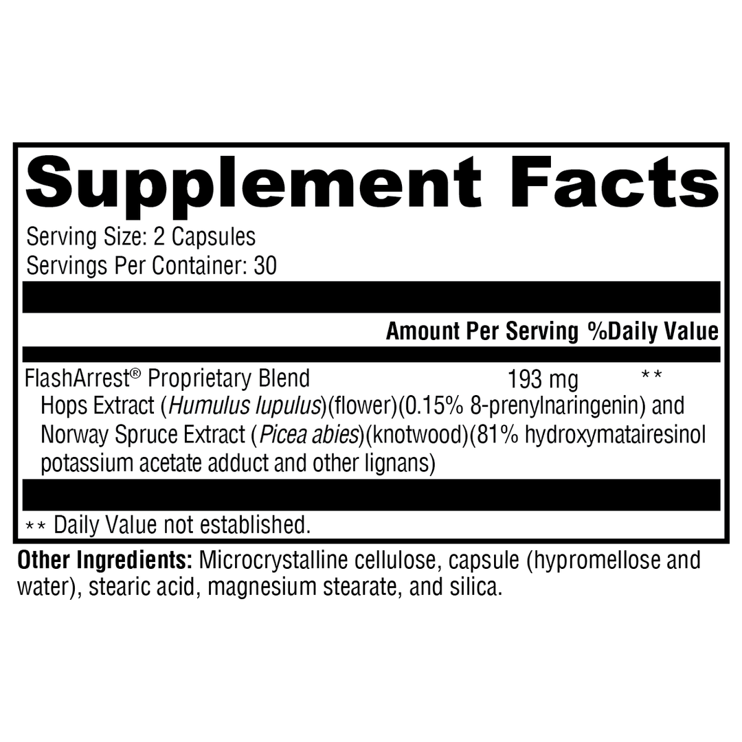 flasharrest-60-capsules supplement details. For any questions contact us at contact@goldenhealthquest.com