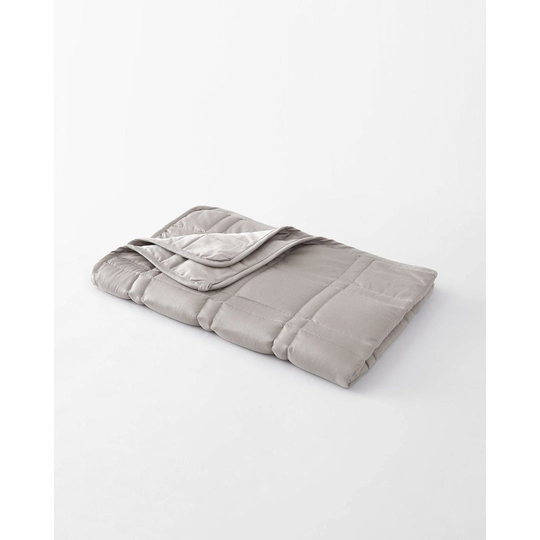 A small folded lap blanket in silver sage on a white background. [43580656746715, 46288037413083]