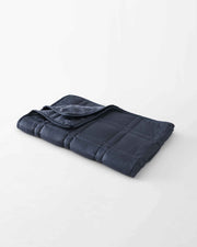 A small folded lap blanket in blue on a white background. [43580656713947,46730820911323, 46730820944091]
